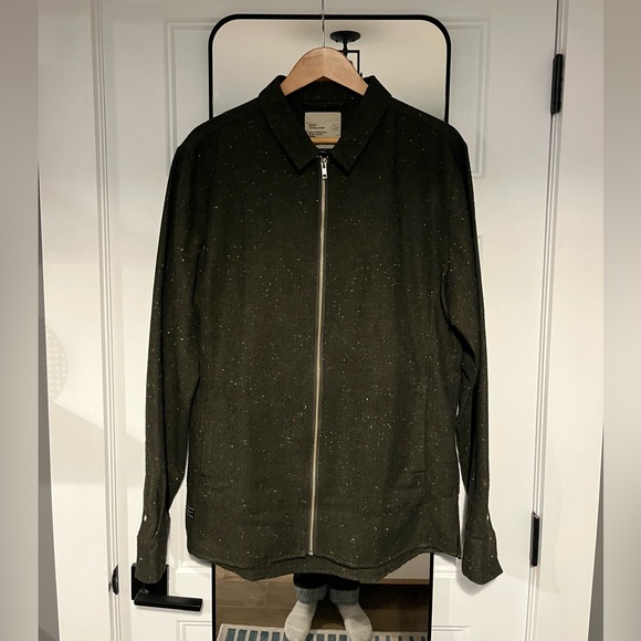 Speckled Green Zip-Up Shirt Jacket - Picture 2 of 2